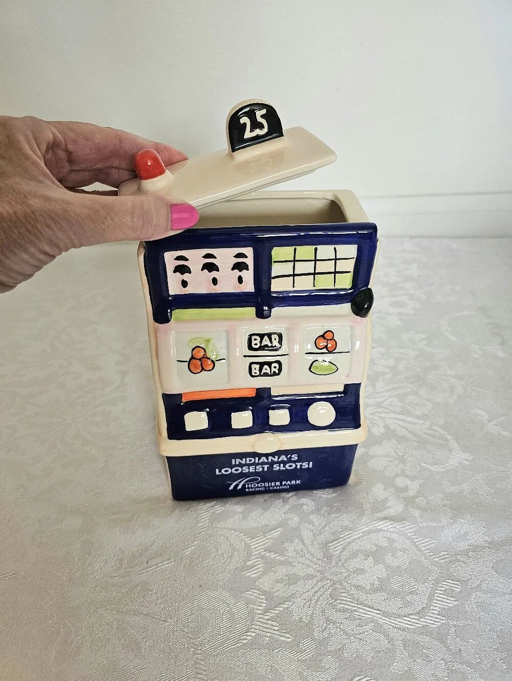 Novelty Ceramic Small Cookie Jar- Hoosier Themed
